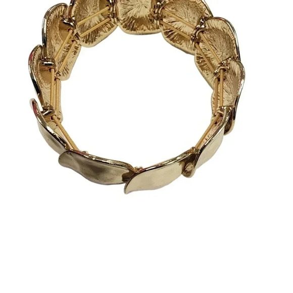 Vintage Discs Chips Stretch Bracelet Gold Tone - Picture 3 of 3